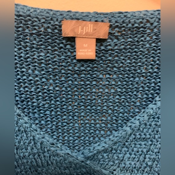 J. JILL V-Neck Knit 3/4 Sleeved Sweater in Cerulean Blue - Picture 2 of 7